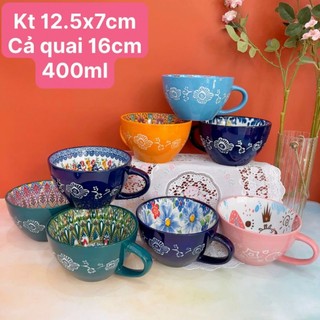 Cốc sứ thổ cẩm 400ml đẹp mắt, tiện dụng