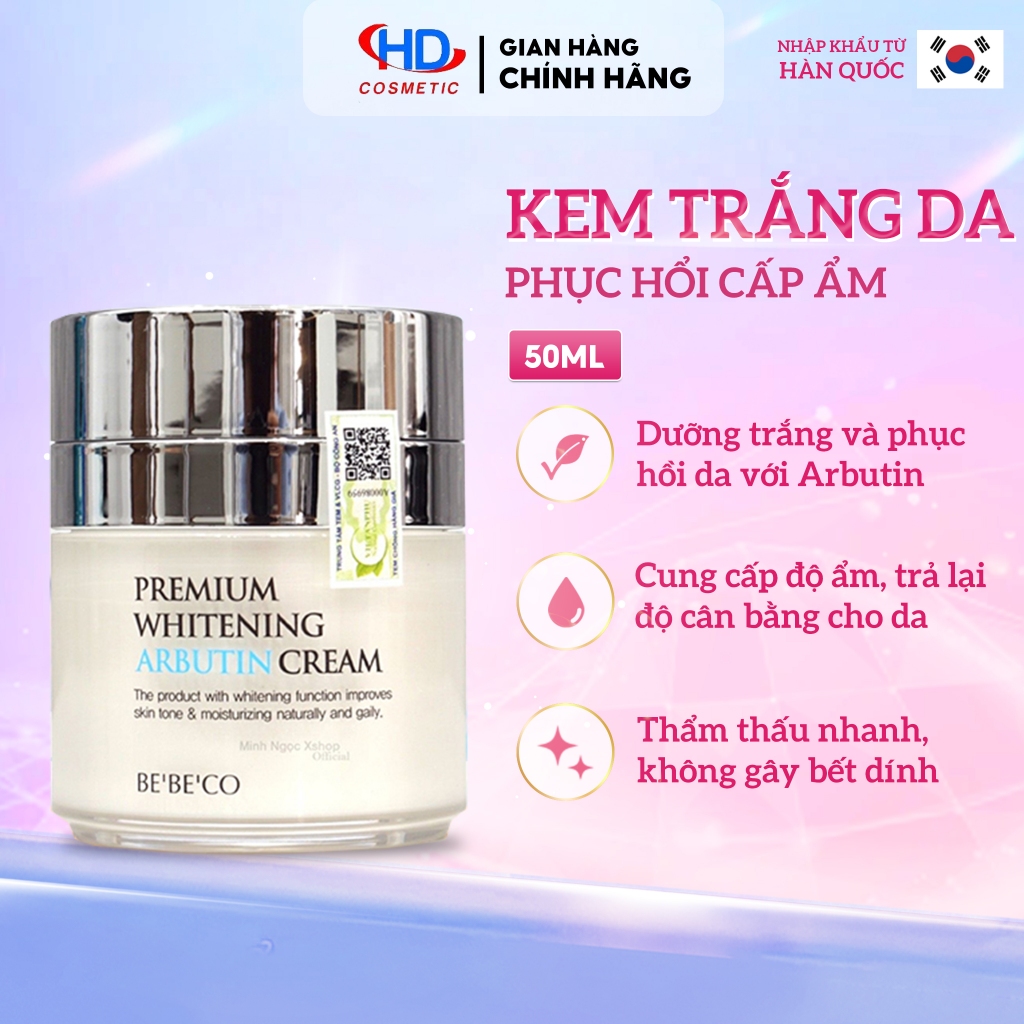 [BEBECO] Kem trắng da tức thì ngăn lão hóa, mờ thâm nám phục hồi da cao cấp BEBECO Whitening Arbutin
