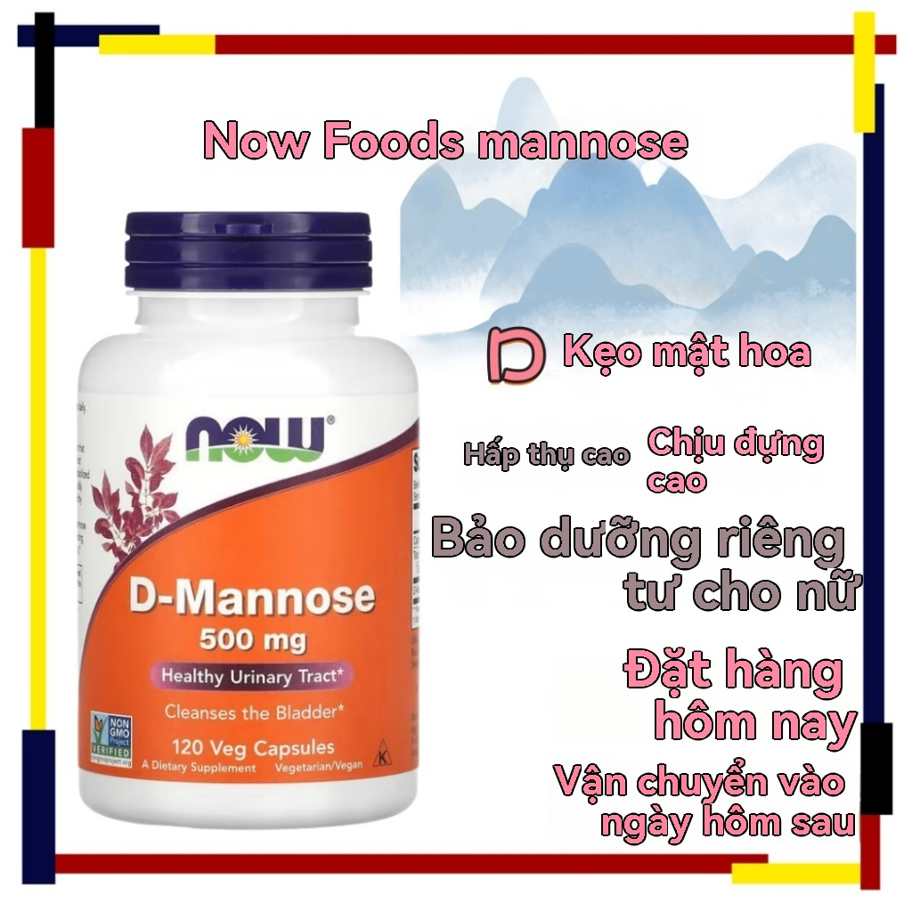 US Now Foods Mannose 500 mg 120 viên & Cranberry 90 viên Chăm sóc vùng kín cho phụ nữ D-Mannose