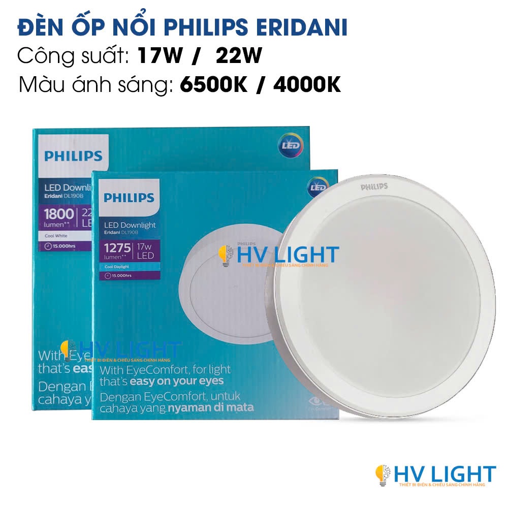 Đèn ốp nổi Philips Led ERIDANI - Sáng êm dịu bảo vệ mắt