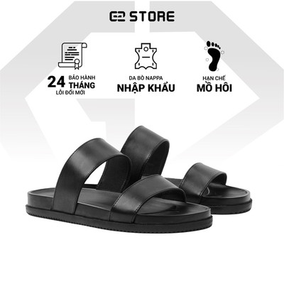 Dép sandal G2 Dano dép 2 quai ngang đi biển, Dép da nam quai ngang đế bệt dáng dép da bò bảo hành 24 tháng chính hãng