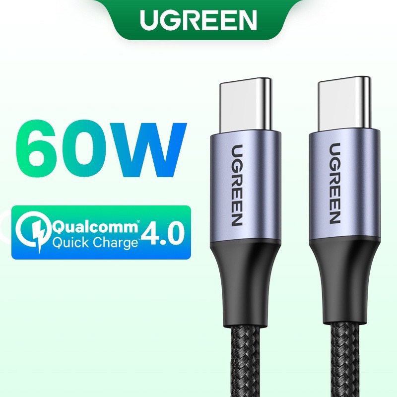 Cáp sạc nhanh Ugreen 60W USB Type-C to Type-C dài 1M bọc nylon