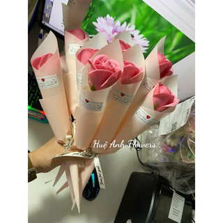 BÓ bông ốc quế màu dâu xinh(NƠ BE) (SỈ COMBO 10 BÓ)