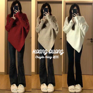  Áo len cổ lọ vạt chéo Hàng Loại 1 Áo len cổ cao tay bo form dấu quần trùm mông phong thái korea dịu dàng noel tết 