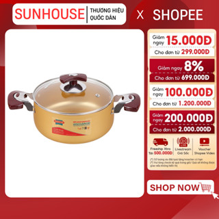 NỒI ANOD SUNHOUSE SHG6634 - Không dùng bếp từ, Anod cao cấp, Chống dính và chống bám bẩn