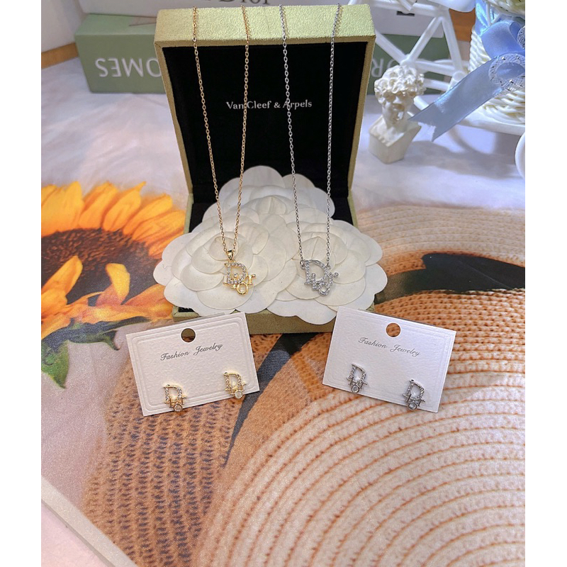 Set Trang Sức Sang trọng phù hợp đi tiệc thiết kế logo Dior