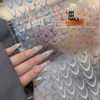Sticker 5D Ombre French đầu móng trắng và đen , Hình dán móng An An Nails