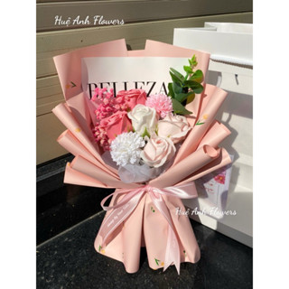  BÓ 7 BÔNG HOA SÁP HỒNG MIX PINGPONG,Baby KHÔ+TÚI HỘP GIẤY,ĐÈN+ THIỆP ,GIẤY hình bông TULIP CHÍNH CHỦ  