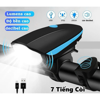 Đèn xe đạp, đèn xe đạp thể thao siêu sáng có còi, chống nước, sạc usb