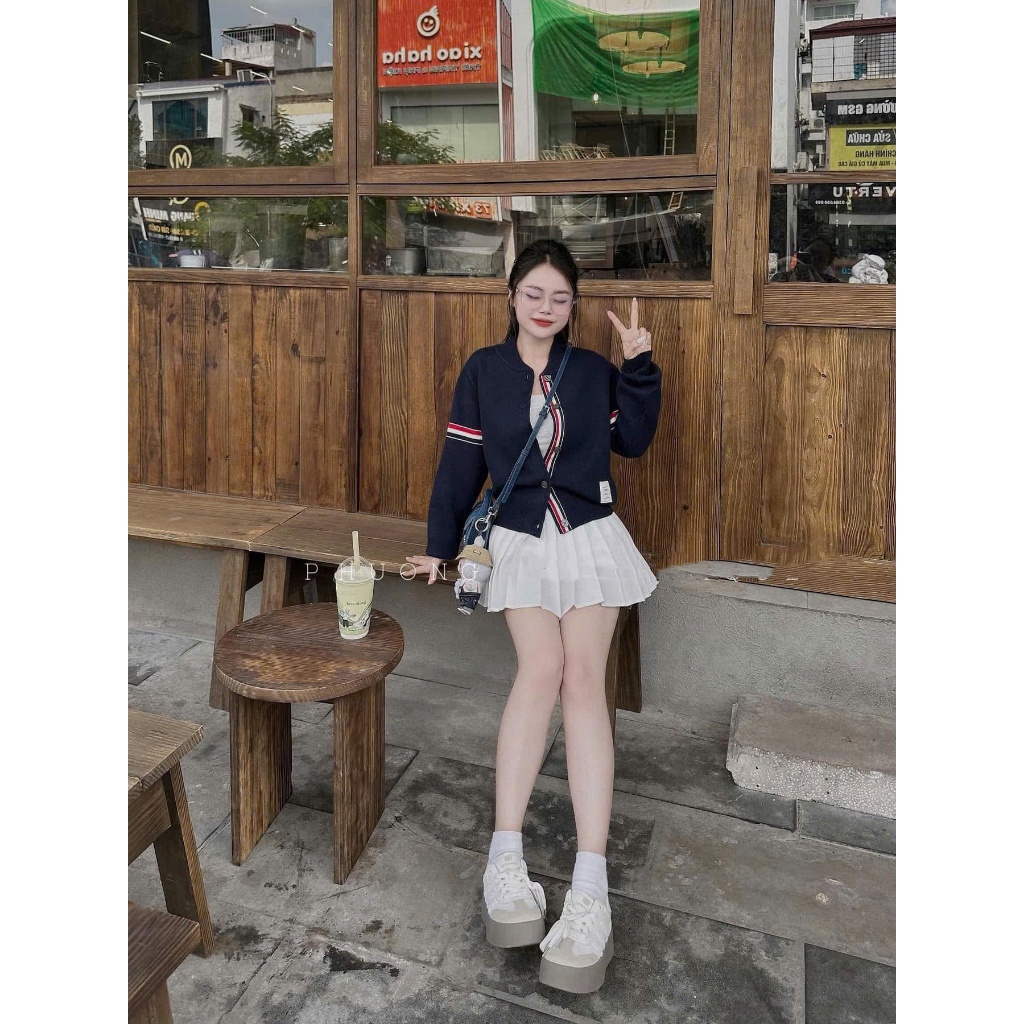 Áo Khoác Len Nữ, Áo Cardigan Len Nữ Khuy Viền Đỏ Đen Siêu Xinh, Áo Len Cadigan Thom.E Brown Cực Hot 2025 Hàng Loại 1 | BigBuy360 - bigbuy360.vn