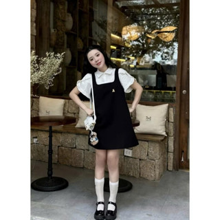 Váy Bầu Xinh HIENNE, Đầm Bầu Dáng Babydoll Thiết Kế Cổ Sơ Mi Thanh Lịch Phối Tay Bồng Tiểu Thư Điệu Đà, Kèm Tag Cực