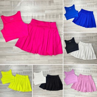 Bộ Váy Thể Thao 2 Lớp Kèm Áo Bra Đắp Chéo Có Mút BVT03 Vải Thun Lạnh Co Giãn Tốt Chơi Tennis, Pickleball, Cầu Lông, Golf