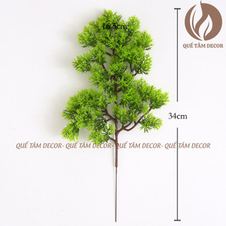  Cành Cây Giả Bằng Nhựa Dài 34CM  Lá Cây Tùng Giả Decor Trang Trí Thác Lũa Trầm Hương phong thủy- Quế Tâm Decor. 