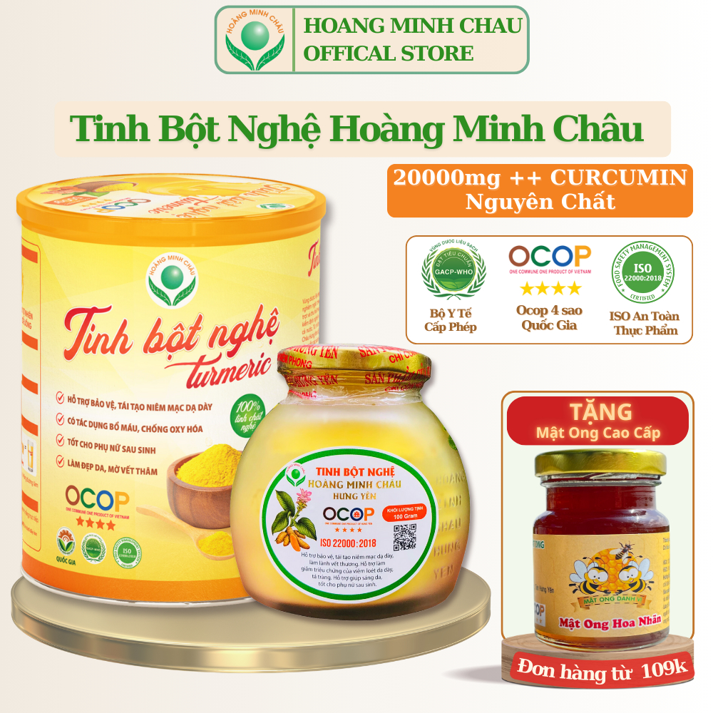 Tinh Bột Nghệ, Tinh Bột Nghệ Nguyên Chất HỘP 400G, Tinh Bột Nghệ Đỏ Hoàng Minh Châu Ocop Quốc Gia, Chất Lượng Cao