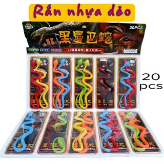 Vỉ 20 con rắn nhựa dẻo , rắn nhựa giả bán tại shopanamdochoi.com