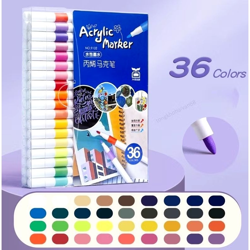 Hộp 60 bút màu ACRYLIC MARKER 9053 - bộ bút tô màu sáng tạo cho bé 36 48 chi tiết