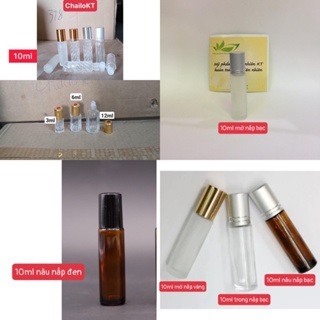 Chai Bi lăn nắp vàng 3ml 6ml 10ml 12ml (SET 10SP) /bi lăn thuỷ tinh/chai lăn/vỏ chai bi lăn/vỏ chai thuỷ tinh rỗng