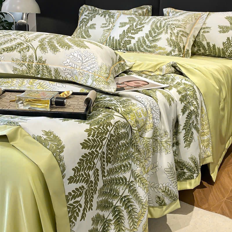 Bộ Chăn Ga Gối Lụa Thái Nhập Khẩu Mềm Mịn, Sét 4 Món Chăn Trần Hè Thoáng Mát