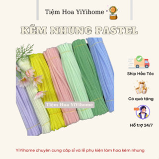 Kẽm Nhung Màu Pastel Làm Hoa Handmade loại 1 Chuẩn Dày Mịn Đều, Dây Kẽm Lông Trang Trí YiYihome