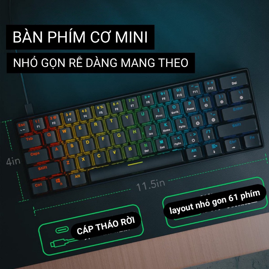 Bàn phím cơ Gaming Black Shark K4 LED RGB | Có app chỉnh | Stab căn chỉnh sẵn | Plate kim loại  | kết nối TypeC tháo rời | BigBuy360 - bigbuy360.vn