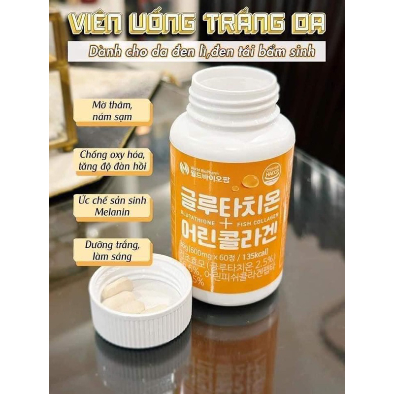 (đủ bill) VIÊN UỐNG TRẮNG DA TRẺ HÓA GLUTATHIONE MIX COLLAGEN THỦY PHÂN