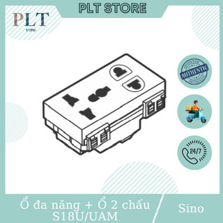  Hạt Ổ Cắm 2 Chấu + Ổ Cắm Đa Năng Có Màn Che 16A Size L Sino S18CCU UAM Dùng Cho Dòng S18CC S98CC 