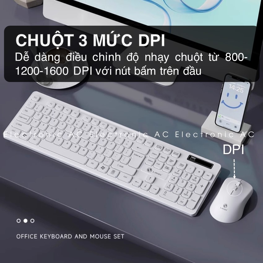 Bàn Phím Không Dây Kèm Chuột Máy Tính Combo USB Wireless 2.4Ghzz | BigBuy360 - bigbuy360.vn