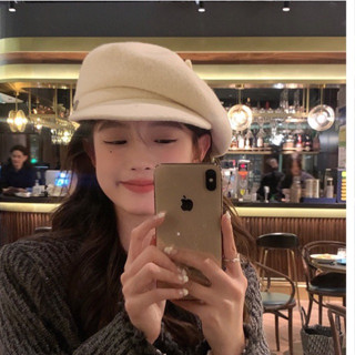 Nón beret lưỡi trai mềm chất liệt dạ tag kim loại tròn cho nữ phong cách hàn quốc nhẹ nhàng nữ tính thanh lịch thu đông