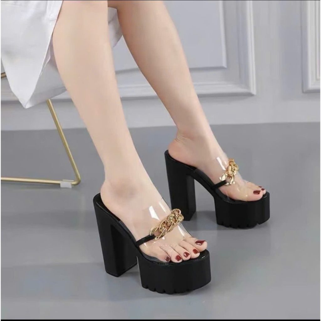 giày dép nữ 14 phân quai trong phối xích vàng siêu hót