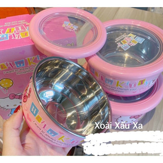 bộ 3 thố inox hình mèo hello kitty- doraemon