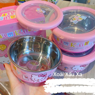 bộ 3 thố inox hình mèo hello kitty- doraemon