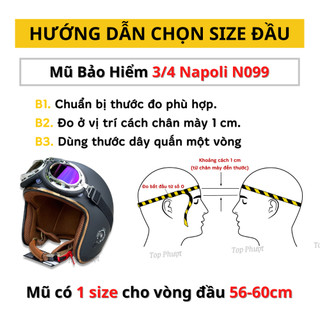 Mũ bảo hiểm 3/4 Napoli Ruby Cao Cấp