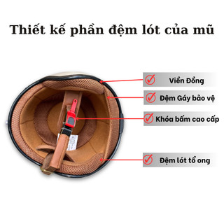 Mũ bảo hiểm 3/4 Napoli Ruby Cao Cấp
