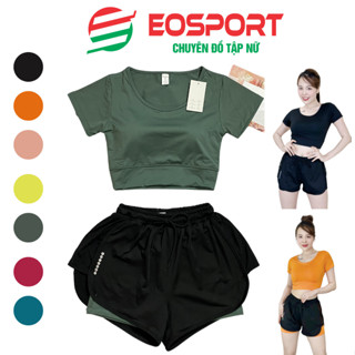 Bộ Tập Gym Nữ, Quần Áo Tập Gym Yoga Aerobic Nữ Croptop Kết Hợp Quần Đùi 2 Lớp Chất Đẹp (Ng05)