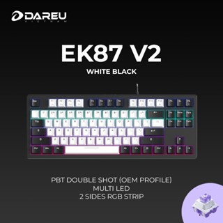 Bàn phím cơ DAREU EK87 V2 White Black (2 sides RGB strip, Multi-Led, PBT Double Shot OEM profile)
