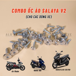 Bộ ốc dàn áo Salaya inox 304 mẫu V2 Thái cho các dòng xe máy như Vario, AB, Wave Alpha, Sirius