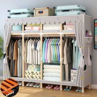 Tủ đựng quần áo, tủ vải khung gỗ Tủ Treo Quần Áo Vải 4 buồng bọc nhựa Tủ quần áo vải Cam Kết SP Tốt Nhất Trong Tầm Giá