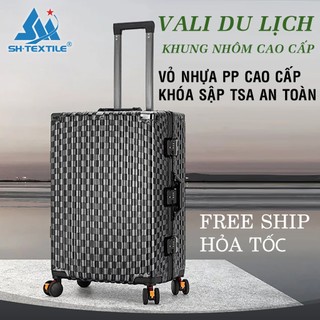 Vali du lịch cao cấp khung nhôm khóa sập - Họa tiết CARO cổ điển sang trọng - chống vỡ, chống trộm size 20 / 24 / 29