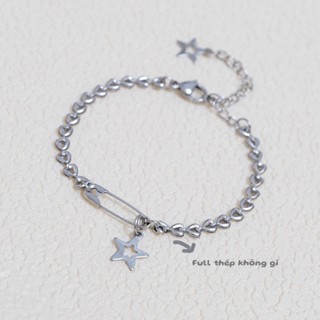 Vòng tay Safety Pin THÉP KHÔNG GỈ | Vòng đôi nam nữ | nhóm bạn - Vòng tay nhắc nhở 44, safety pin bracelet