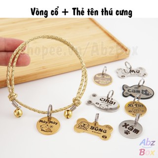 Vòng cổ cho mèo - Vòng cho Chó + Thẻ tên thú cưng - Bảng tên chó mèo Abz Box