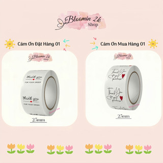  Cuộn 500 Sticker Ｎhãn Dán Cảm Ơn Đặt Hàng, Mua Hàng Bloomin2k Tri Ân Khách Iu Trang Trí Gói Hàng, Quà Tặng