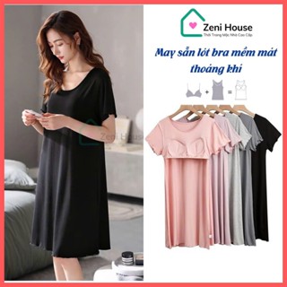  Váy Ngủ Cao Cấp Có Mút Ngực Sẵn,Đầm Ngủ Mặc Nhà Dễ Thương Nhiều Màu Form Rộng 