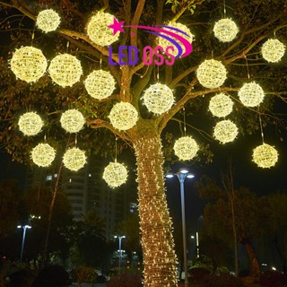 Đèn LED trang trí ngoài trời Hình Quả Cầu Mây Ngôi Sao 30cm Trang Trí giáng sinh noel năm mới, tết, ngoài trời