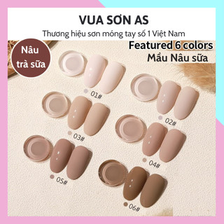 Sơn gel AS móng tay dùng máy hơ tone nâu kem trà sữa VUA SƠN AS mã QZ và đổi màu WB nhũ LP HS HZ 15ml