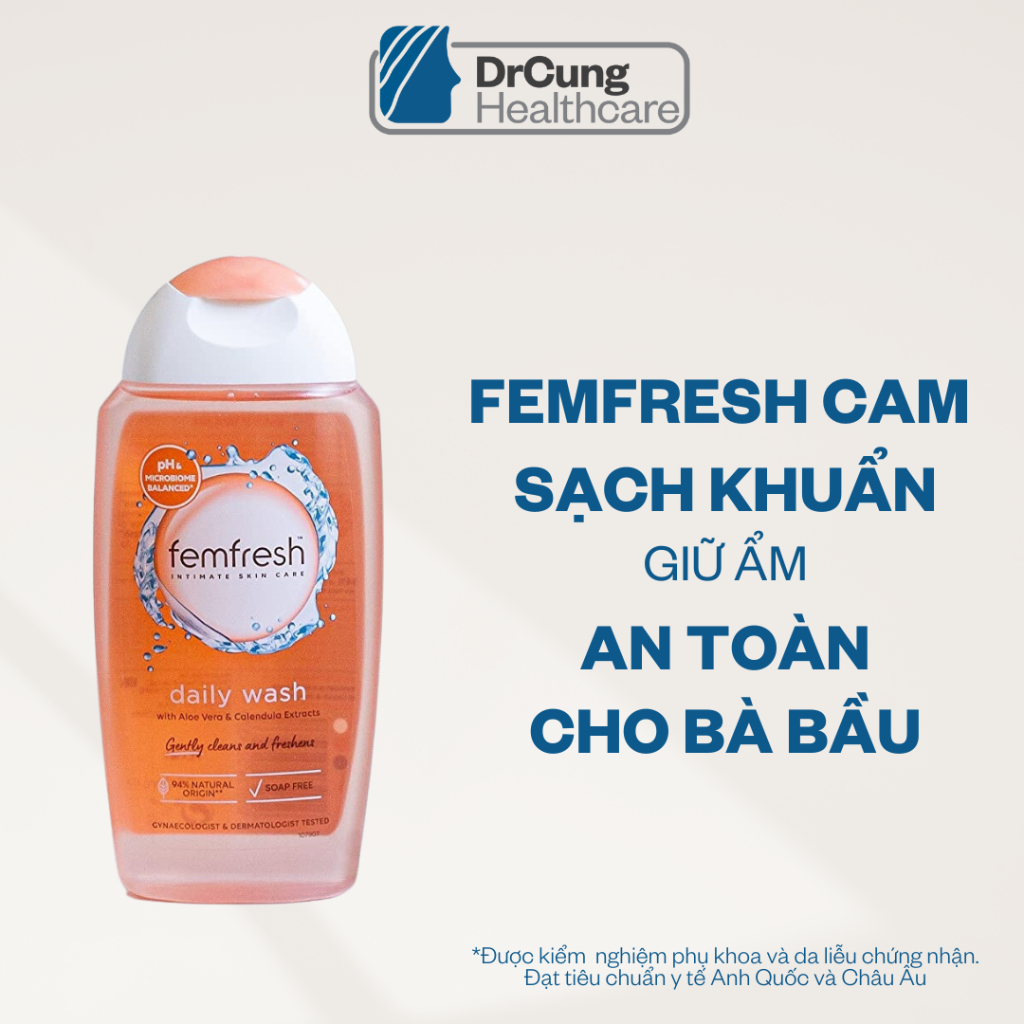 Bác Sĩ Cung Femfresh Daily Wash (Màu Cam) - Dung Dịch Vệ Sinh Phụ Nữ, Dưỡng Ẩm, Khử Mùi, Dịu Nhẹ (Chai 250ml) [UK]