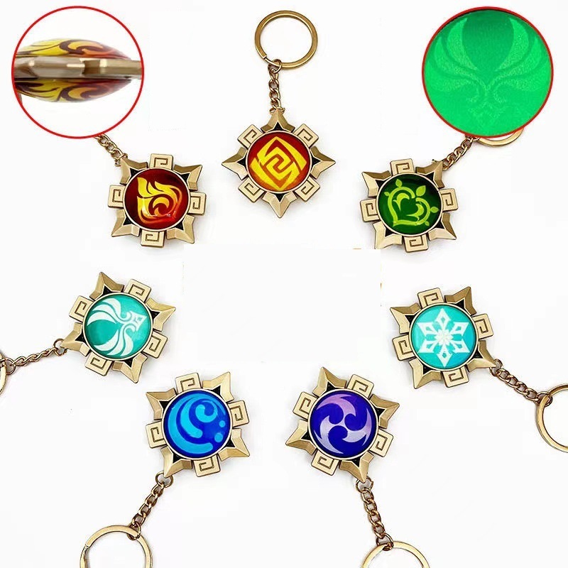 ( mẫu Fontaine mới)  Móc khóa dạ quang vision Genshin impact ( vision Fontaine inaziha liyue monstar