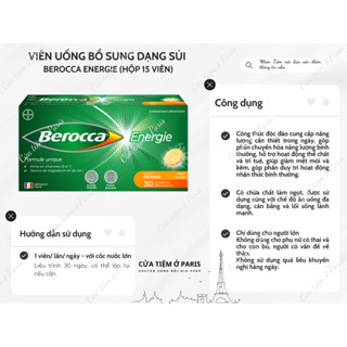 VIÊN SỦI BEROCCA VỊ CAM (Hộp 15 viên - bill Pháp)