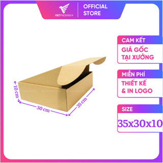 35x30x10 Combo 10 hộp carton nắp gài size lớn, hộp giấy gài hông đựng quần áo siêu sang VPK Plus