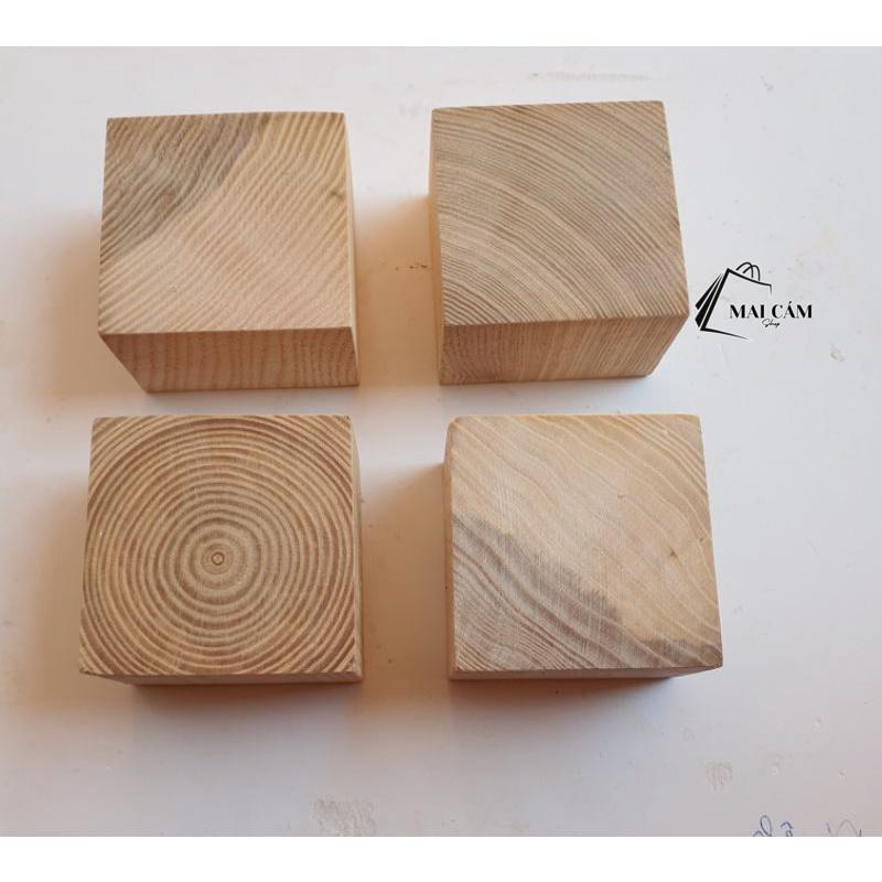 Miếng Gỗ Vuông, Cube 5cm, 6cm, 7,3cm. Khối Trụ 6cm