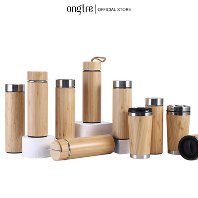 Bình Giữ Nhiệt ONGTRE Vỏ Tre Inox 304 350ml/500ml - Bình Nước Giữ Nóng Lạnh Cao Cấp, Quà Tặng Eco